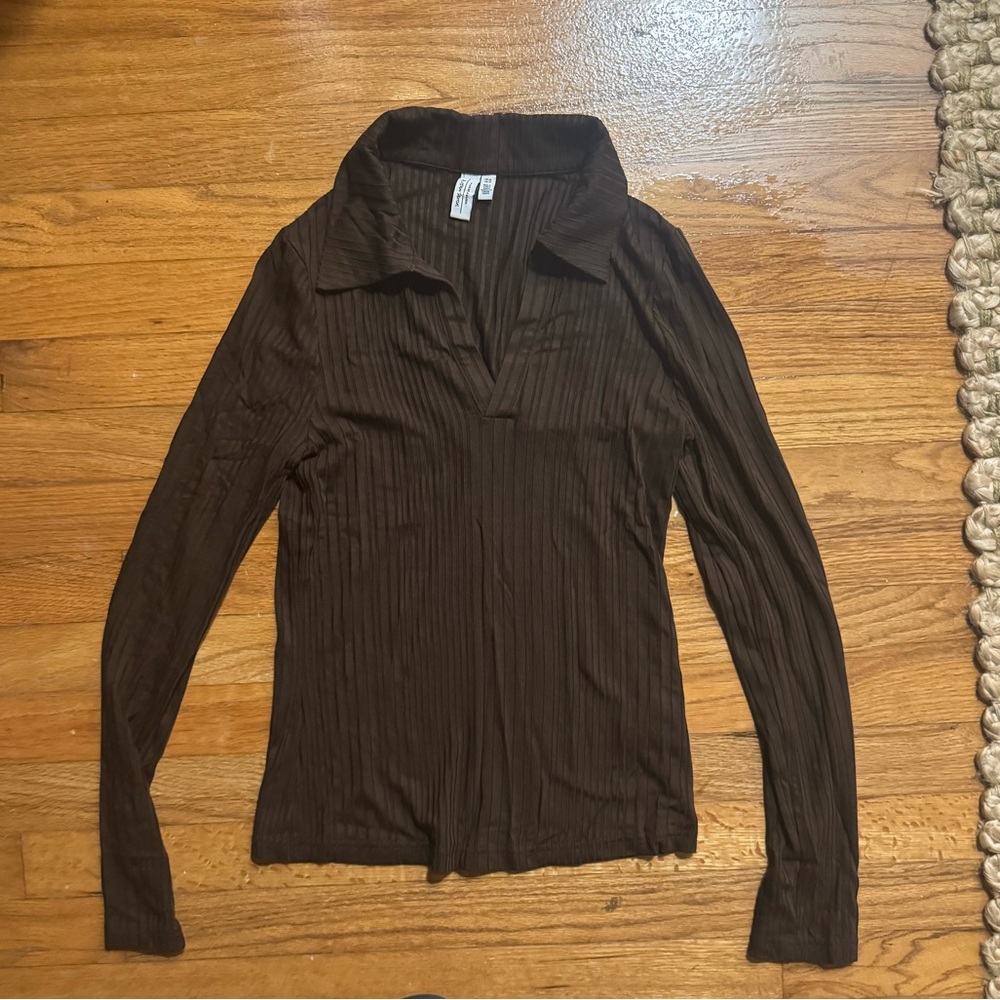 & Other Stories Chocolate Brown Collared Shirt
